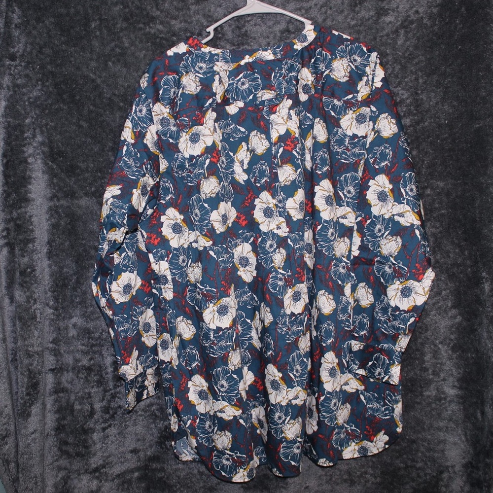 NWT Duluth Trading Co. Dark Teal Floral Tunic - Picture 5 of 7